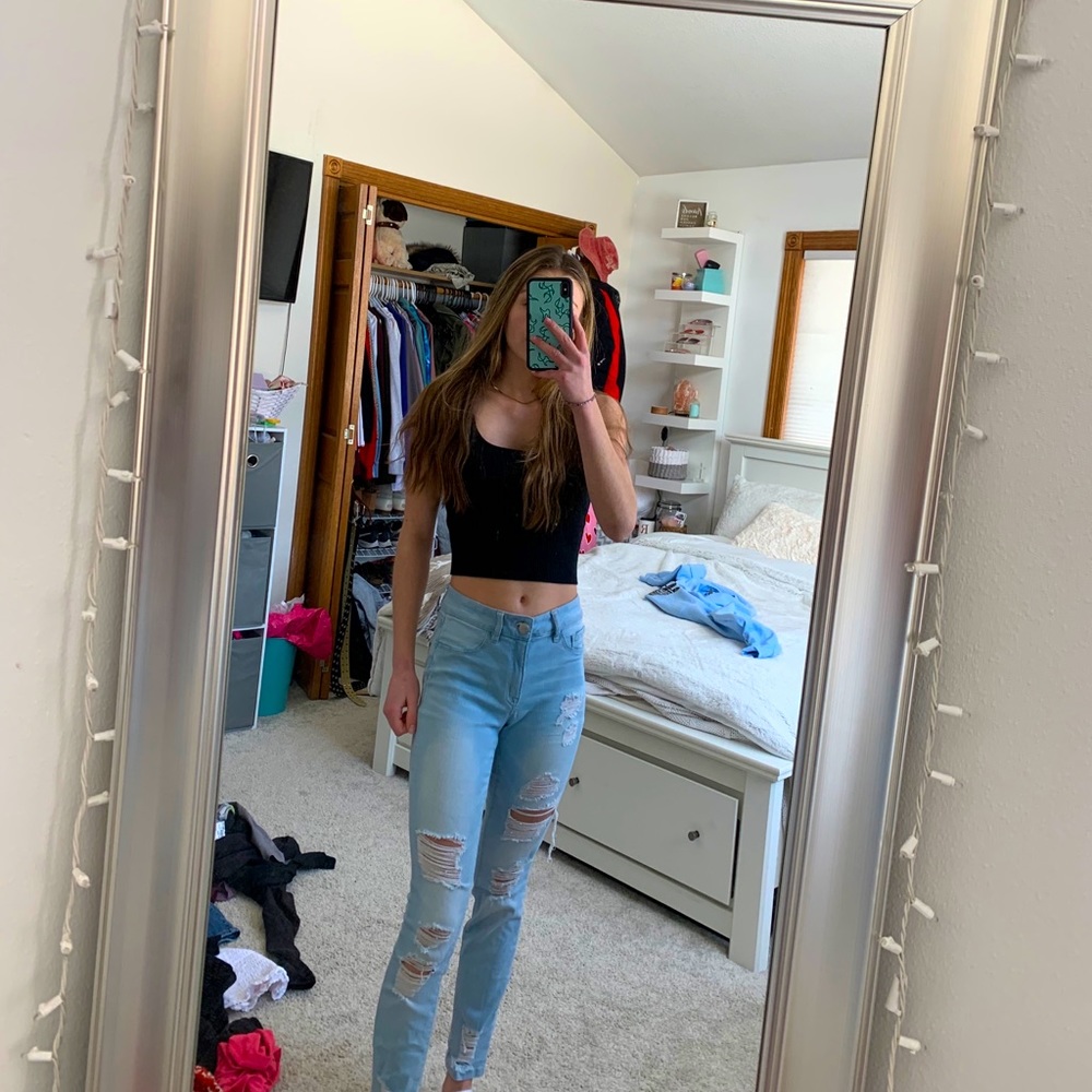 Light wash ripped jeans